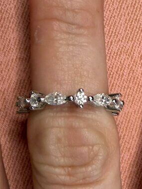 1.79 ct Marquise & Round Moissanite .925 Sterling Silver Eternity Band - Size 6
